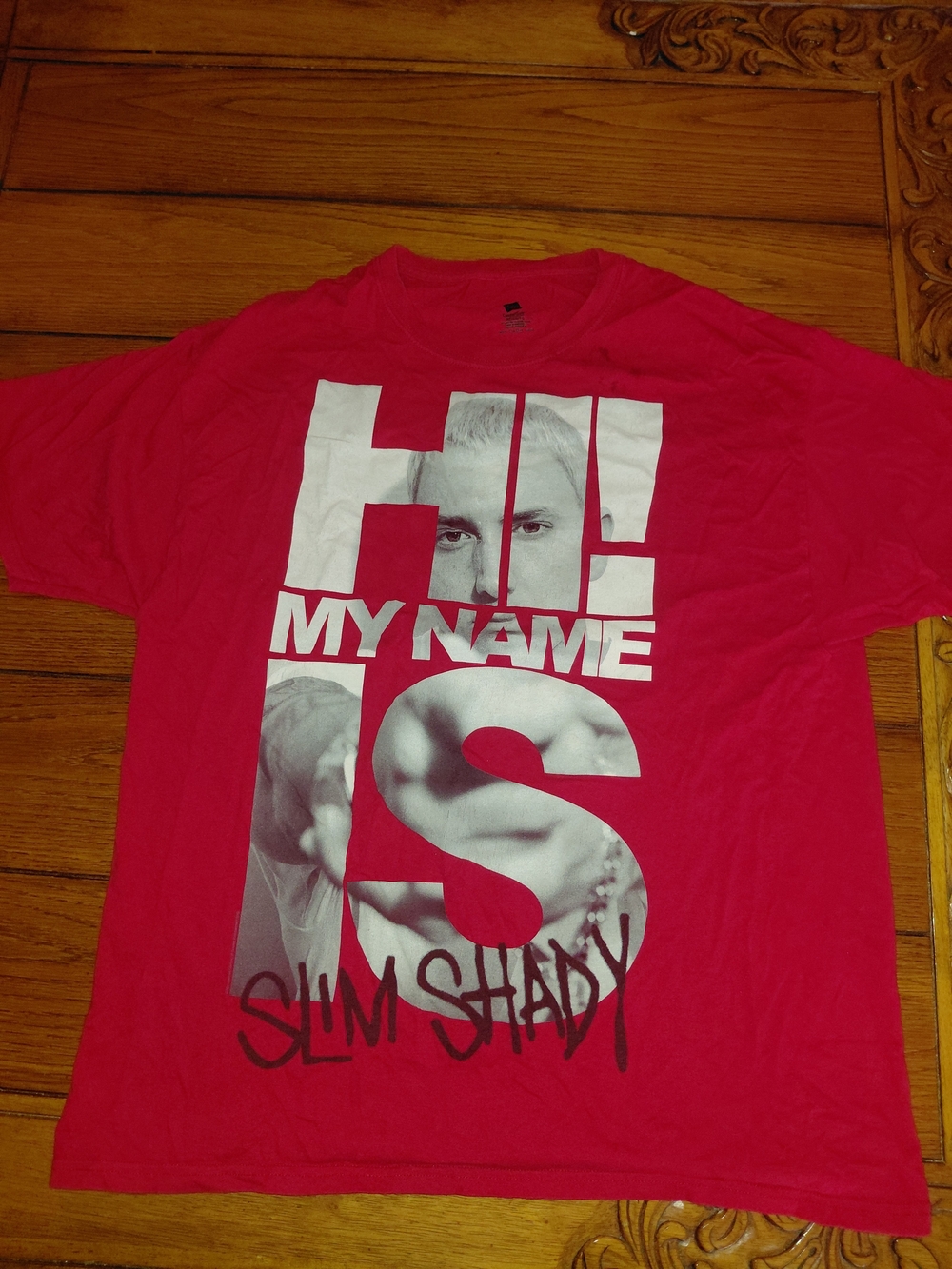 Hanes Red 'Hi My Name Is Slim Shady' Graphic Tee